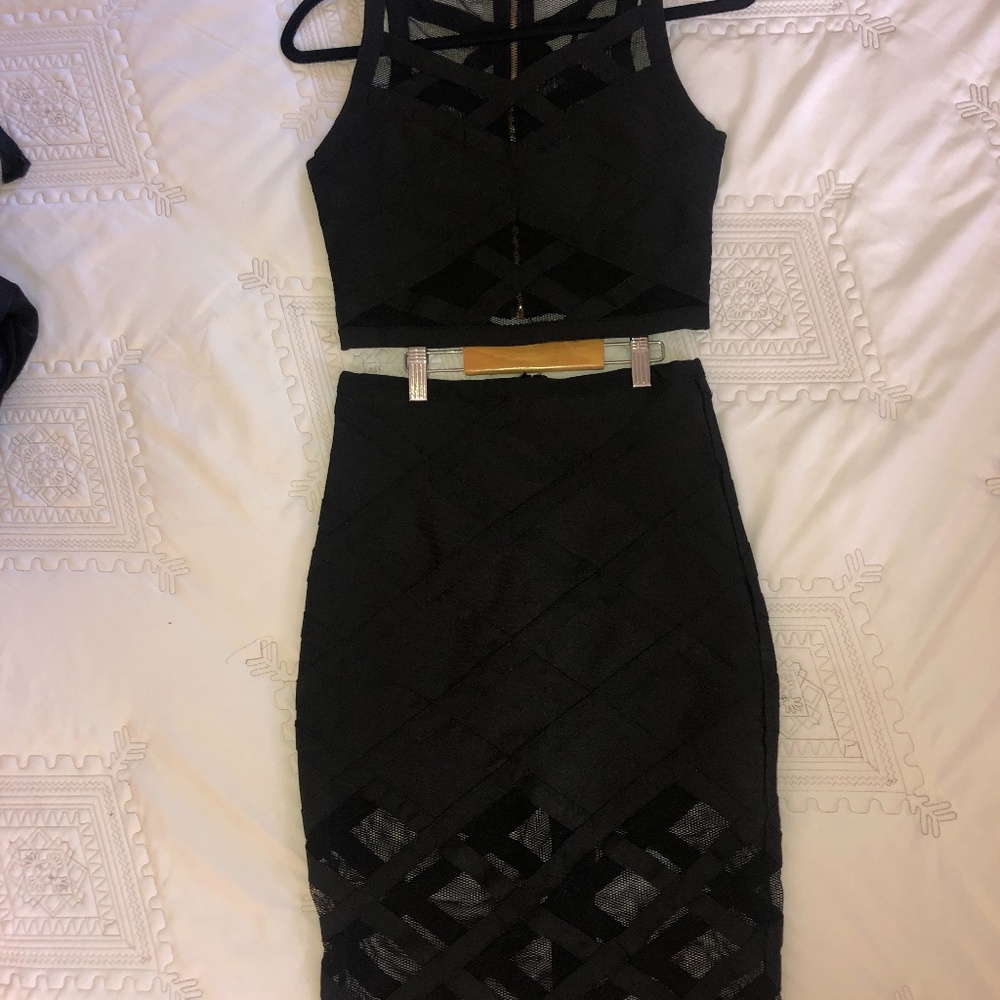 Black two piece cocktail dress